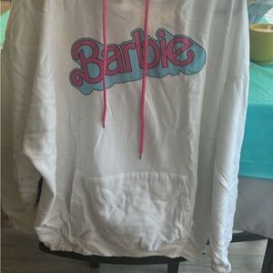White Barbie Hoodie with Pink and Blue Accents